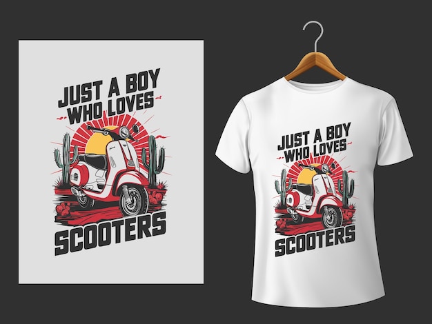 Just A Boy Who Loves Scooters t shirt design vector illustration template for print on eps 10 file