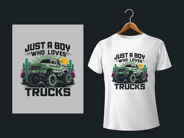 just a boy who loves trucks t shirt design vector generated ai