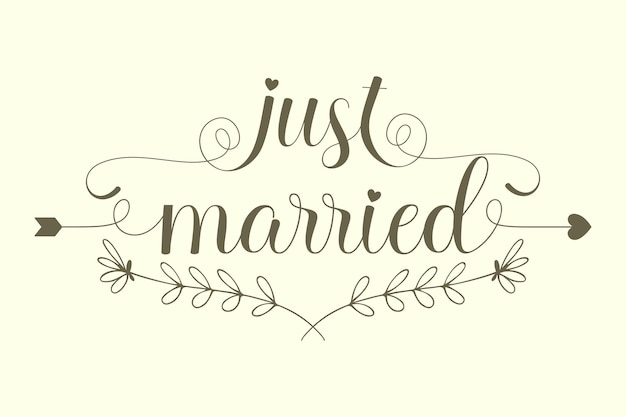 Vector just married lettering art for wedding celebration vector illustration