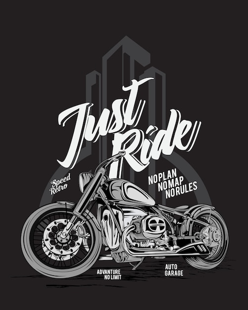 Just ride, adventure motorbike illustration