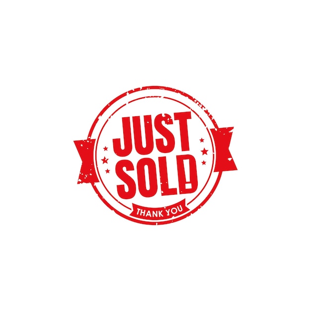 just sold rubber stamp isolated on white background grunge style editable splatter