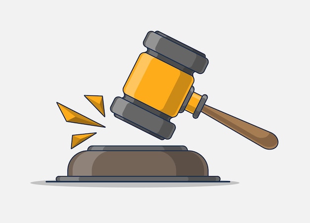 Justice icon. a legal hammer that knocked off a case in the court of justice.