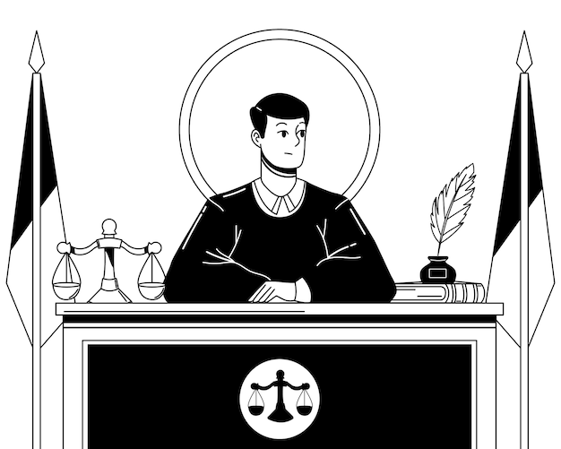 Justice illustration in hand drawn design