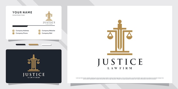 Justice law firm logo design with simple concept and business card template