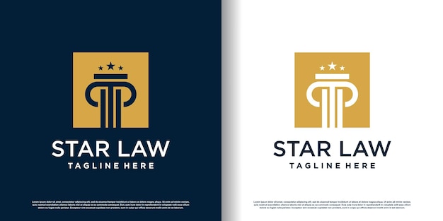 Justice law logo design template with star element and creative concept Premium Vector