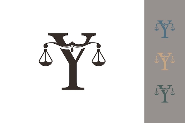 justice law logo with letter y logo design concept