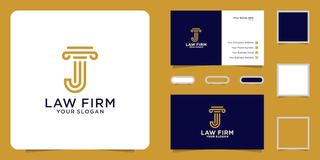 Justice logo design with initial J and business card inspiration