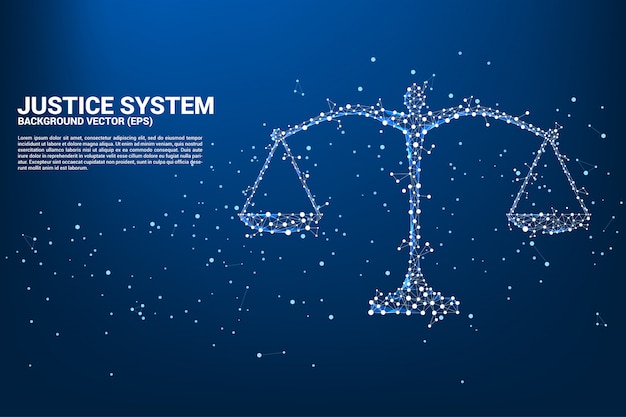 Justice scale polygon style from dot and line connection. 