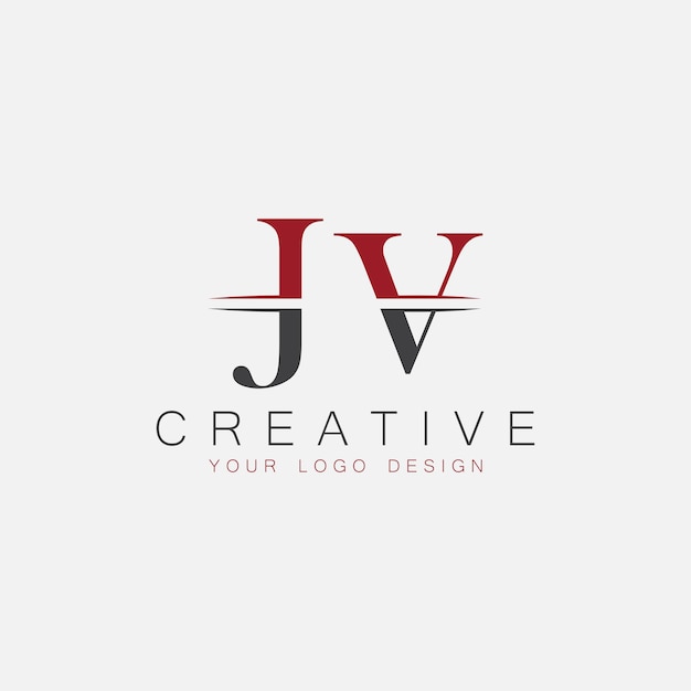 JV initial monogram with letter creative logo