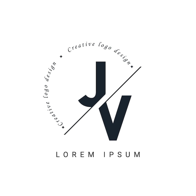 Vector jv letter logo design with a creative cut creative logo design