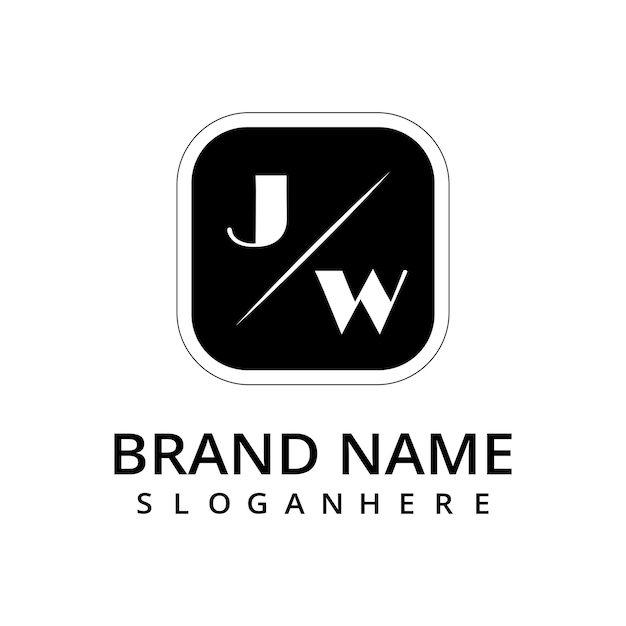 Vector jw initial monogram logo with rectangal style dsign