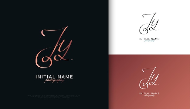 JY Initial Signature Logo Design with Elegant and Minimalist Handwriting Style Initial J and Y Logo Design for Wedding Fashion Jewelry Boutique and Business Brand Identity