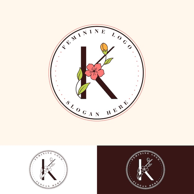 K Flower Feminine Logo Template