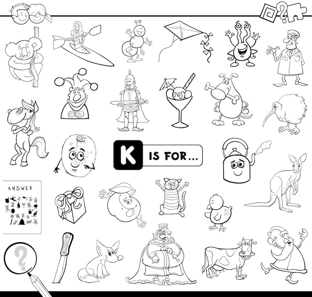 K is for educational game coloring book