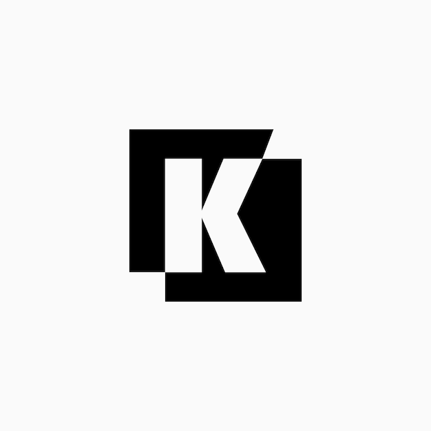 K Letter Lettermark Square Initial Negative Space Logo Vector Icon Illustration