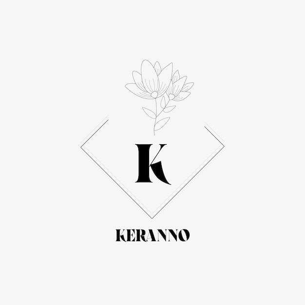 K Letter Logo with creative Floral concept for company business beauty real estate Premium Vector