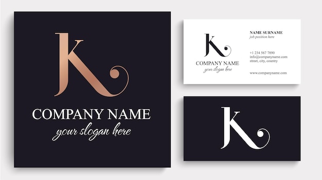 K letter monogram Elegant luxury K logo Calligraphic style Vector design Luxurious linear creative monogram