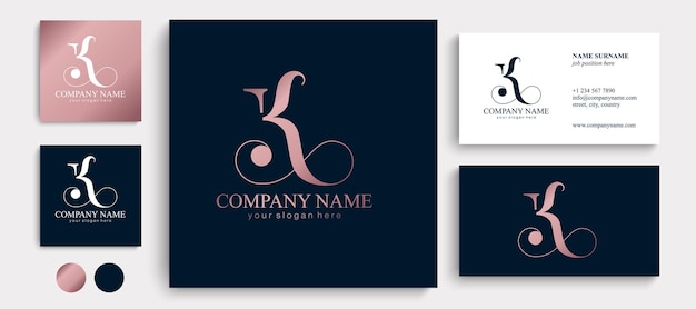 K letter monogram Elegant luxury K logo Calligraphic style Vector design Luxurious linear creative monogram