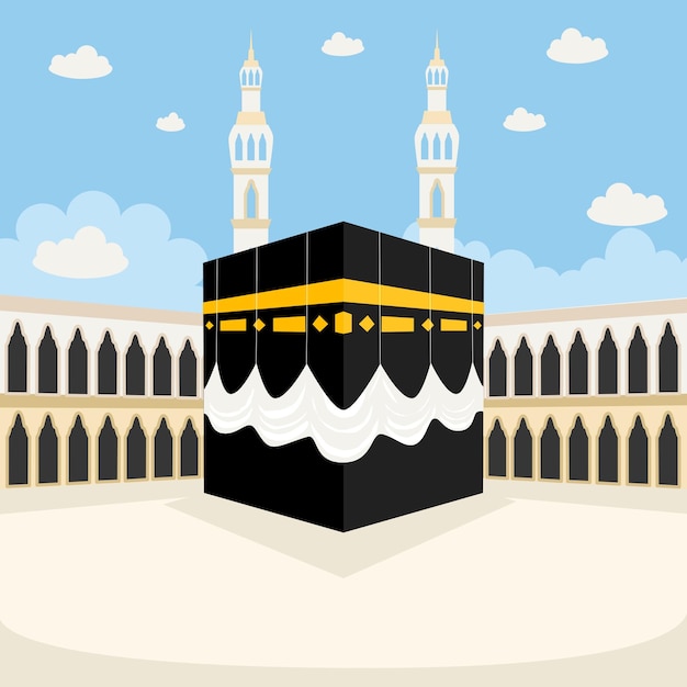 Kaaba Islamic building vector illustration for Islamic background