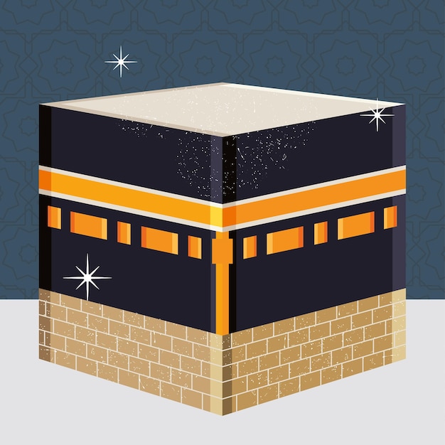 Kaaba mecca illustration and stars shining