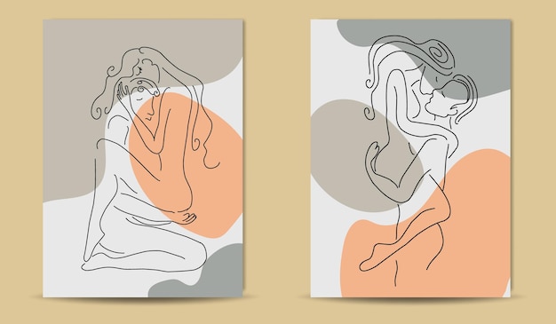 Kamasutra boho poster cover one  line drawing