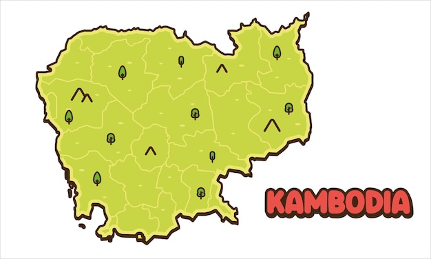 Kambodia map country vector icon cartoon illustration