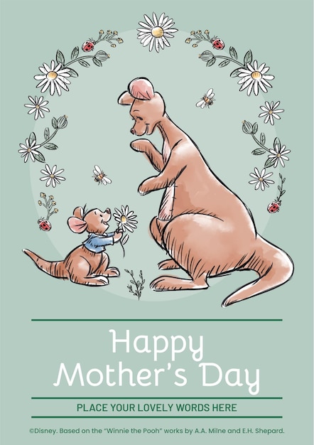 Kanga Roo Winnie the Pooh Characters Mother's Day Card