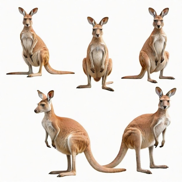 Vector kangaroo cartoon vector set white background isolated