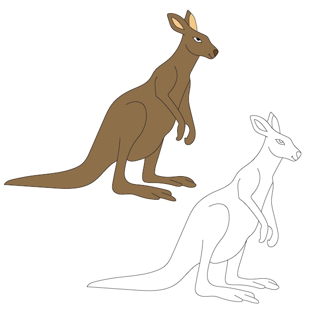 Vector kangaroo clipart set cartoon wild animals clipart set for lovers of wildlife