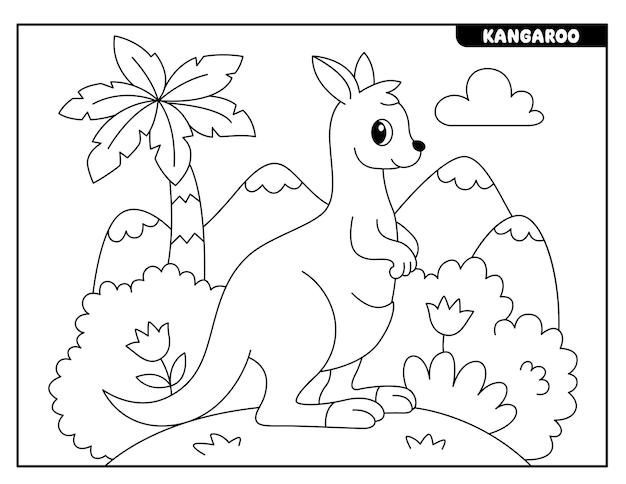 Kangaroo coloring page for kids