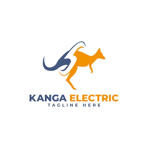 kangaroo electric sign logo mark pictogram design template