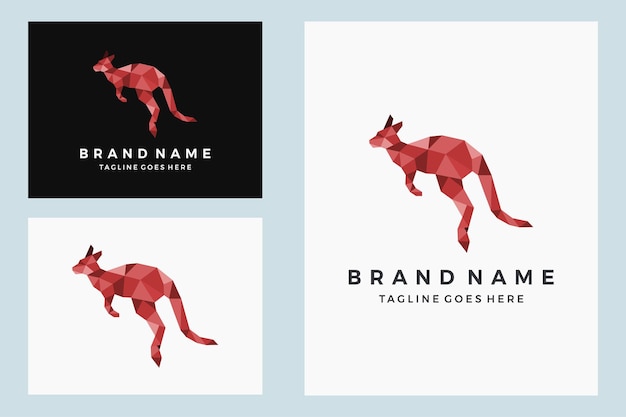 Kangaroo geometric logo colorful templatelow poly polygonal design