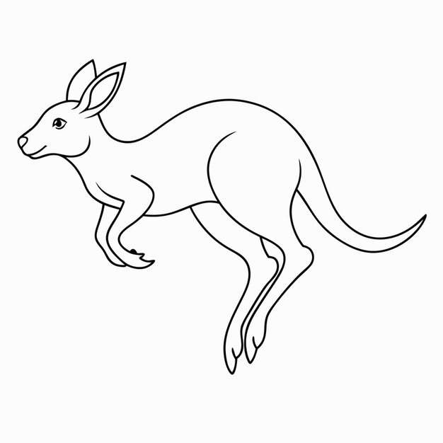 Vector a kangaroo jumping vector illustration line art