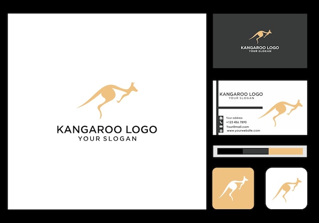 kangaroo logo and business card icon