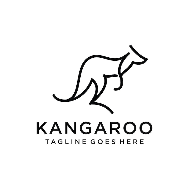 Kangaroo logo design vector illustration Line art kangaroo logo design