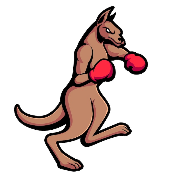 Vector kangaroo mascot sport logo design kangaroo fighter mascot vector illustration logo