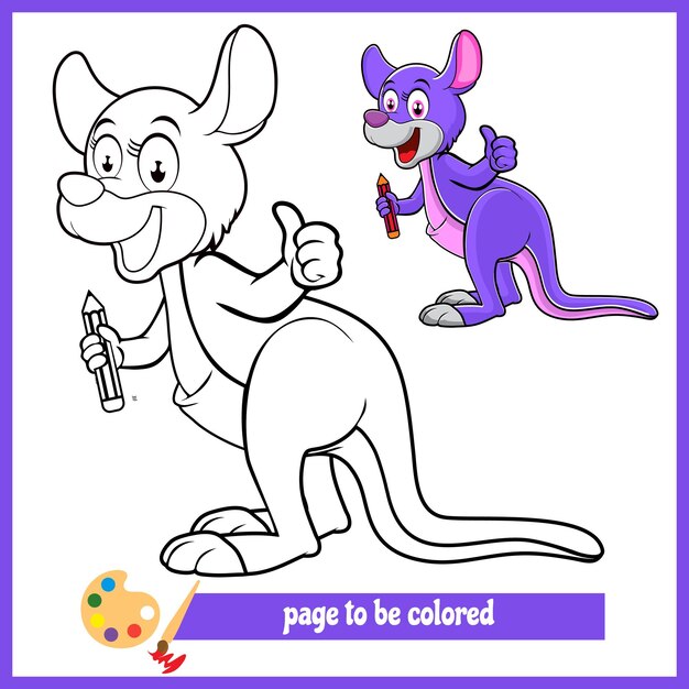 Vector kangaroo purple cartoon coloring pictures 2