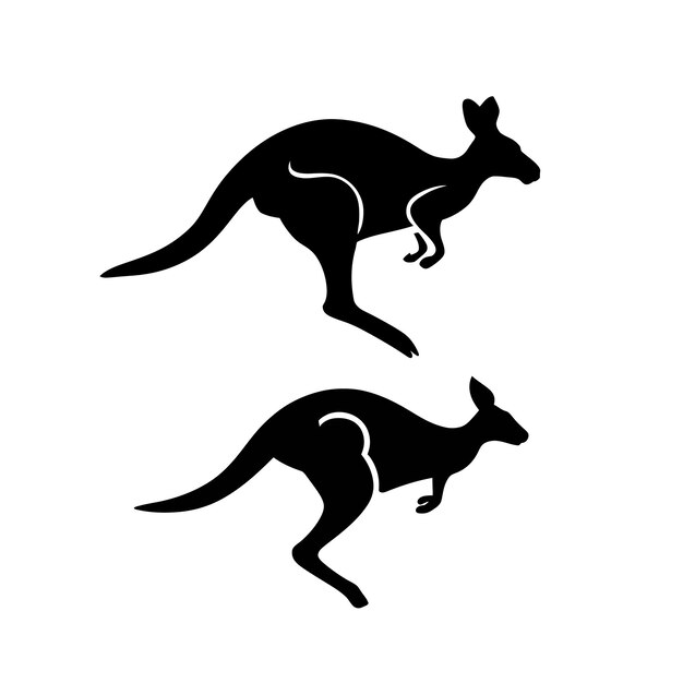 Kangaroo silhouette vector illustration design set