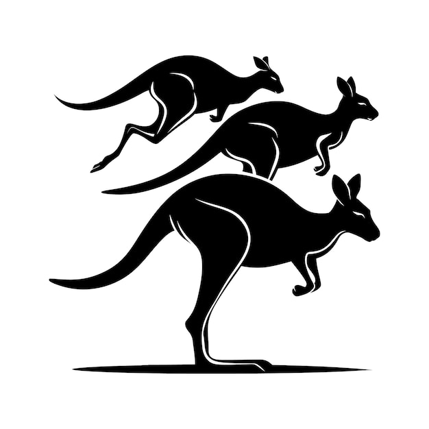 Vector kangaroo silhouette vector illustration design set