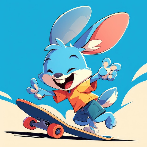 A kangaroo on a skateboard cartoon style