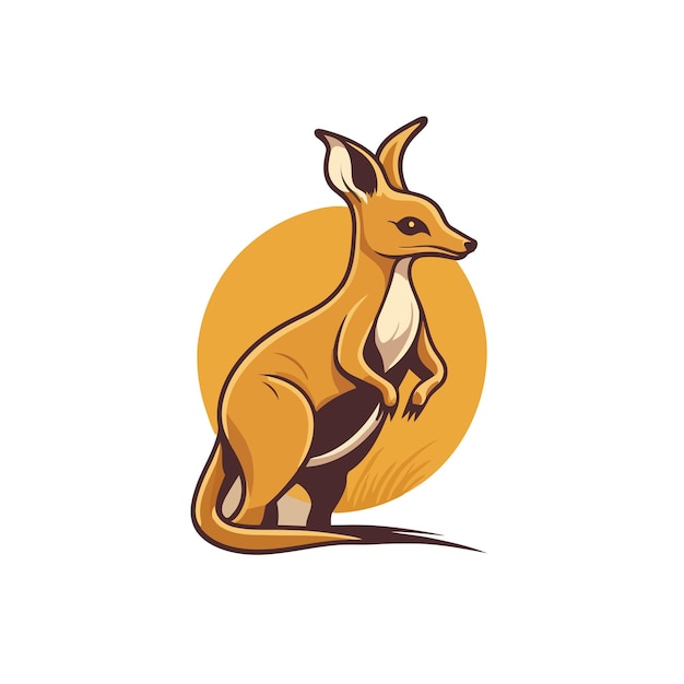 Kangaroo wallaby australian animal wild character logo vector illustration