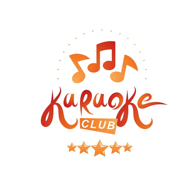 Karaoke club vector emblem created using musical notes, design elements for karaoke club flyers cover design.