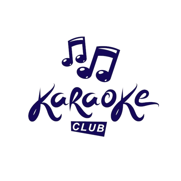 Karaoke club vector emblem created using musical notes, design elements for karaoke club flyers cover design.