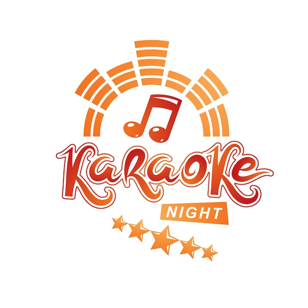 Karaoke night advertising flyer, vector poster composed using musical notes.