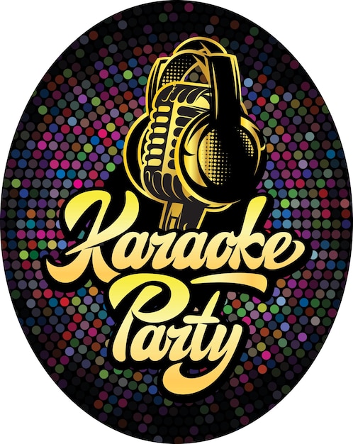 Karaoke party Vector colored template with headphones and microphone Abstract background