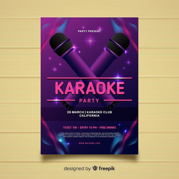 Vector karaoke poster template realistic style