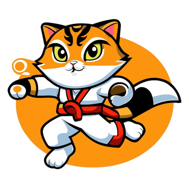 Vector a karate cat in a jump vector illustration