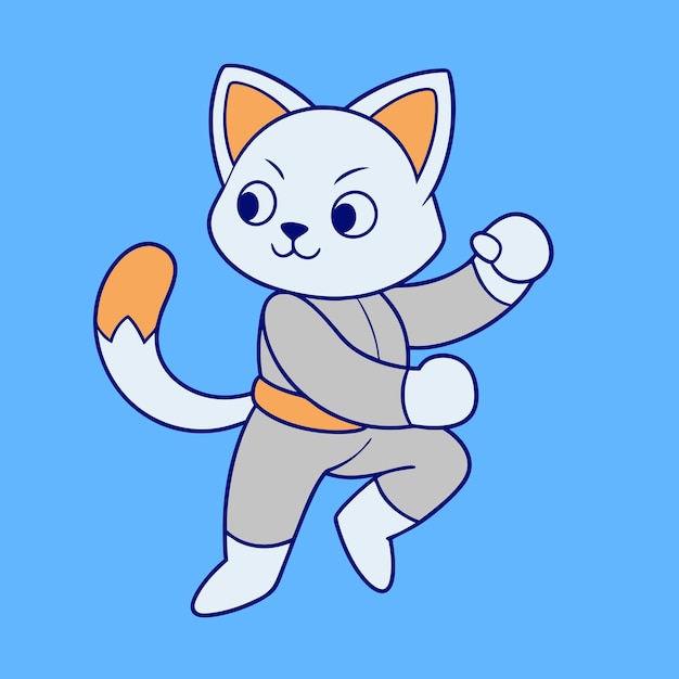 Vector karate cat vector illustration perfect for digital use and printable designs