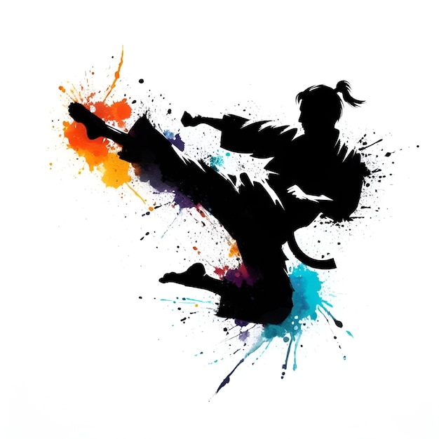 karate kick warrior logo vector