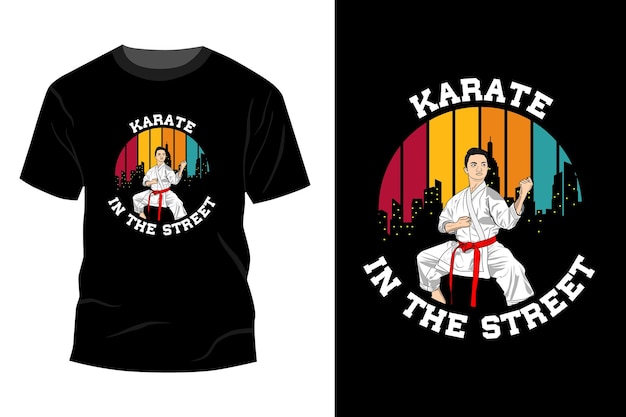 Karate in the street t-shirt mockup design vintage retro